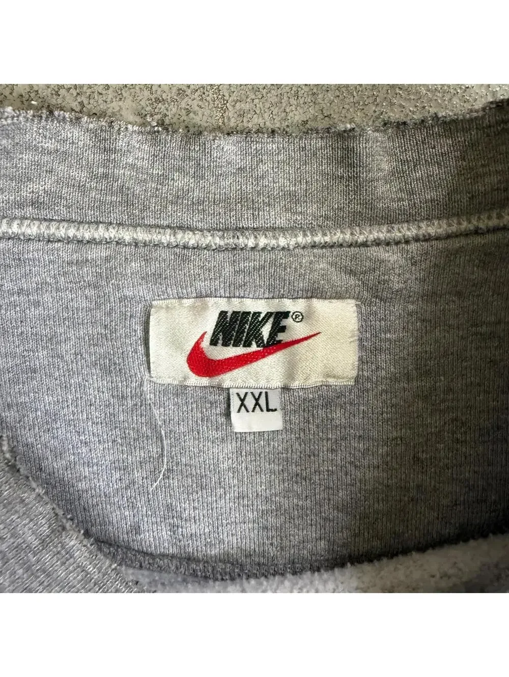 Vintage 90s Nike Embroidered Logo Grey Distressed Crewneck Sweatshirt